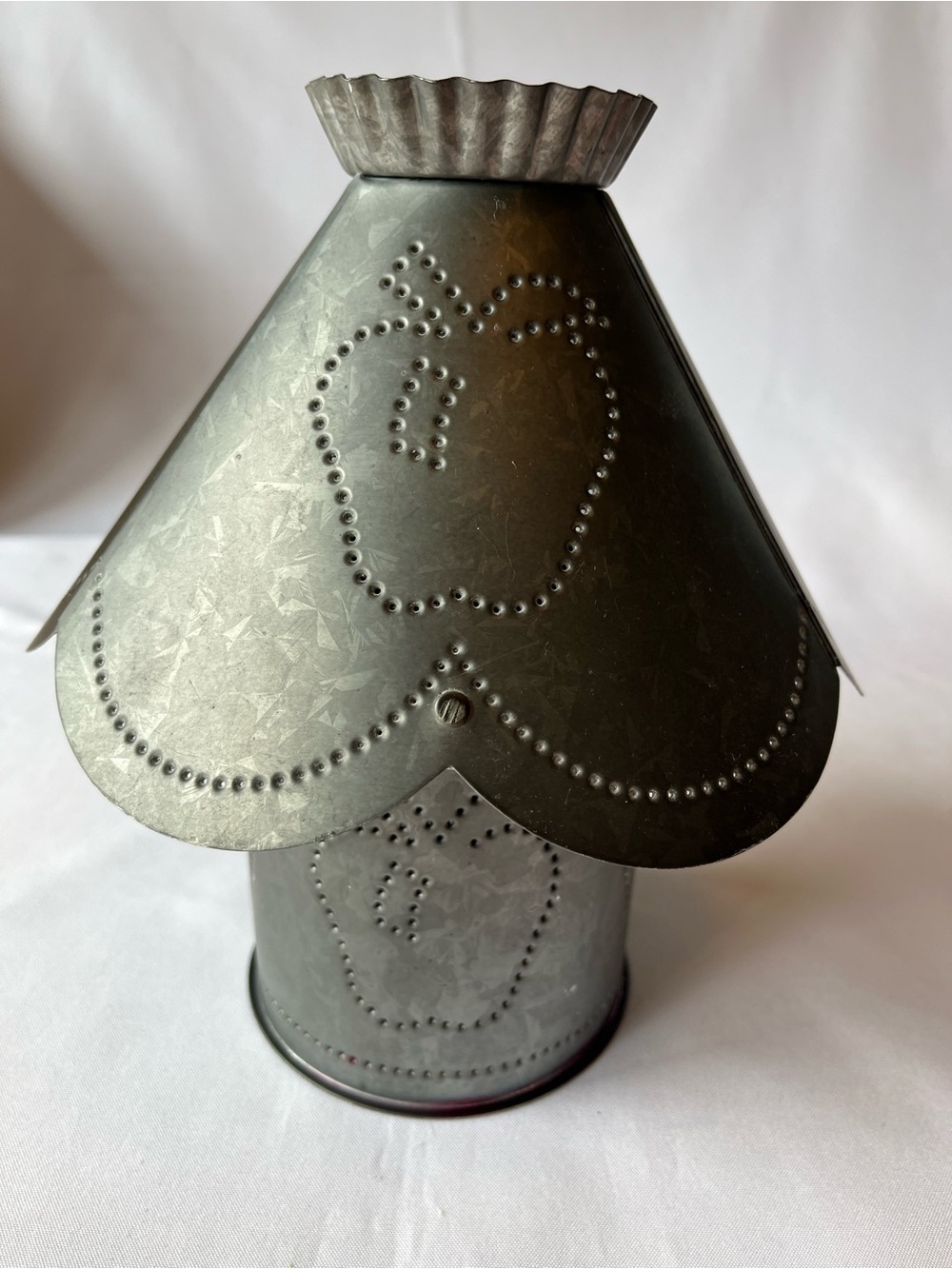 Primitive Folk Art Punched Tin Illuminating Candle Lamp